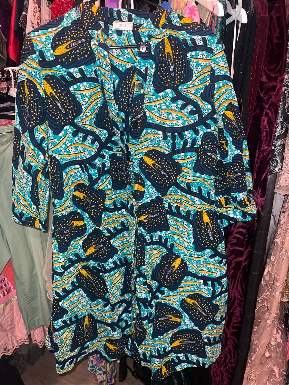 Zuri cotton button down tropical floral dress